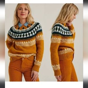 Lucky Brand Fair Isle Scoop Neck Wool Sweater